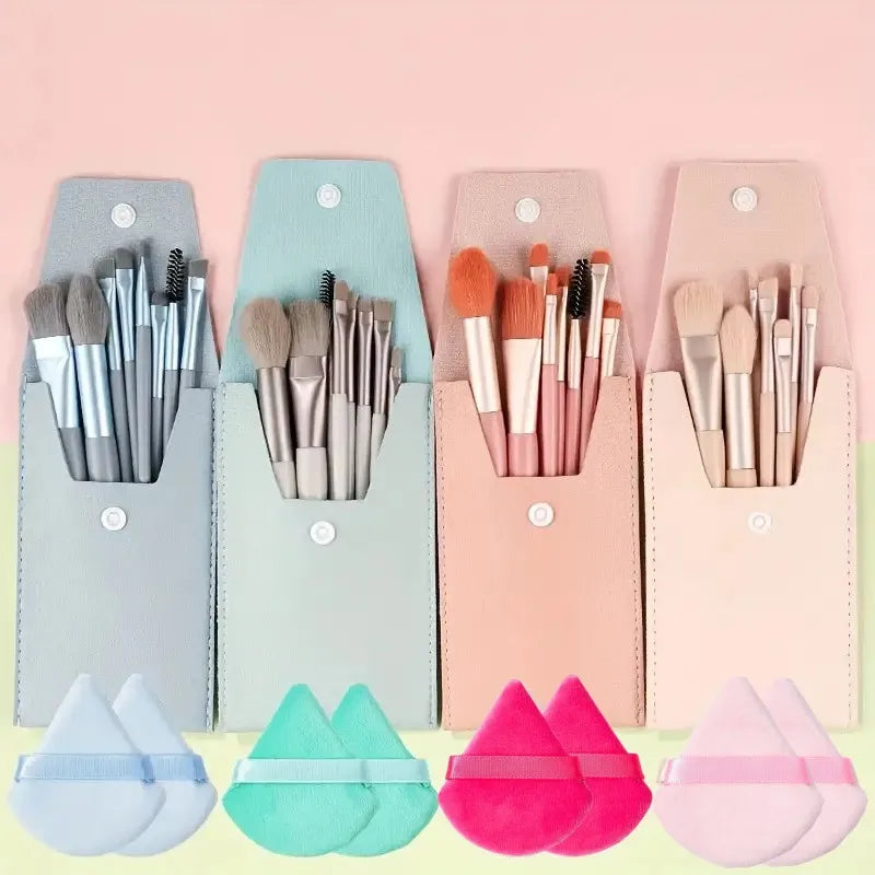 Essential 8 Makeup Brushes: Portable Beauty Tool Kit