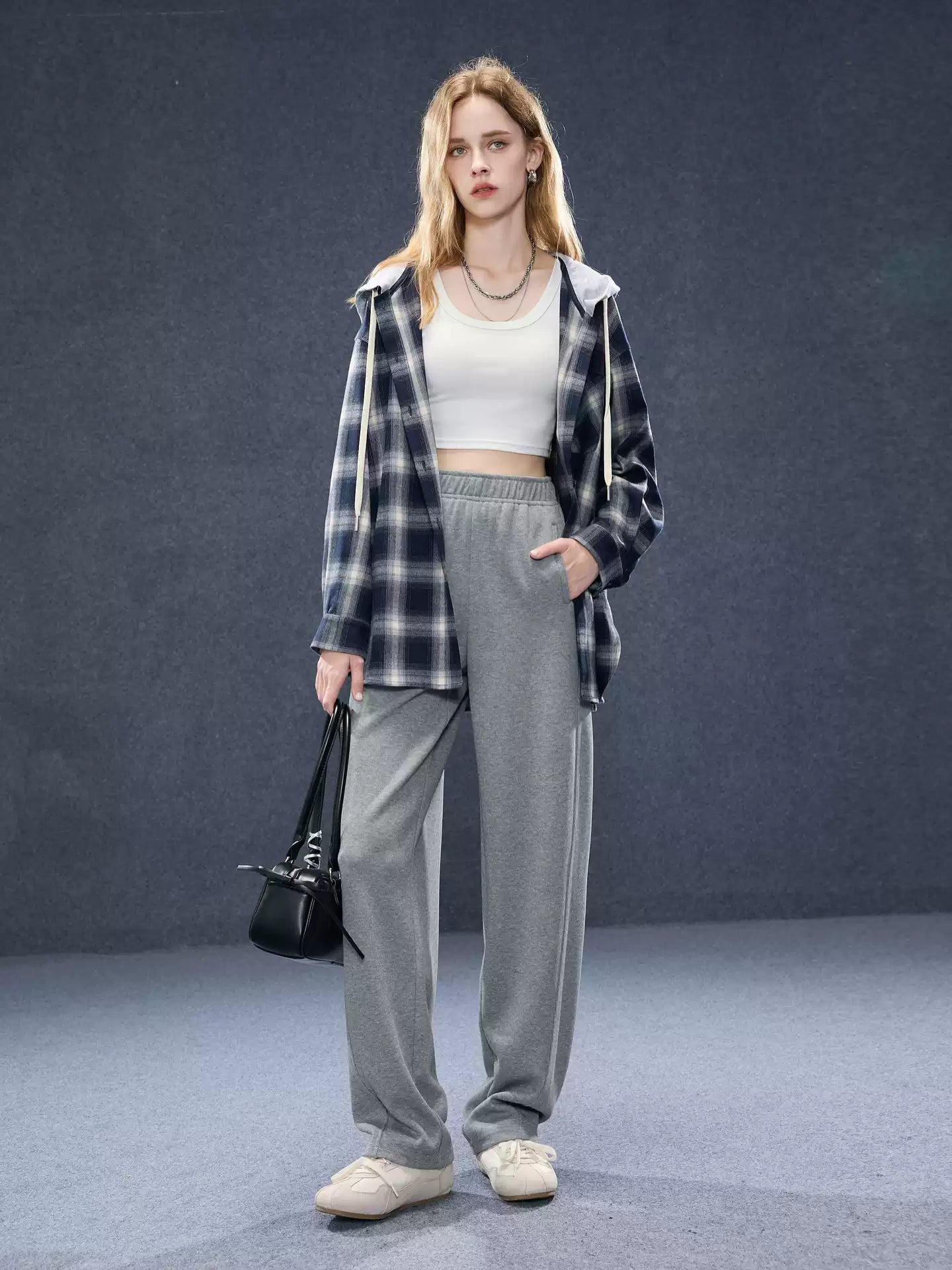 Gray Straight-Leg Jogger Pants